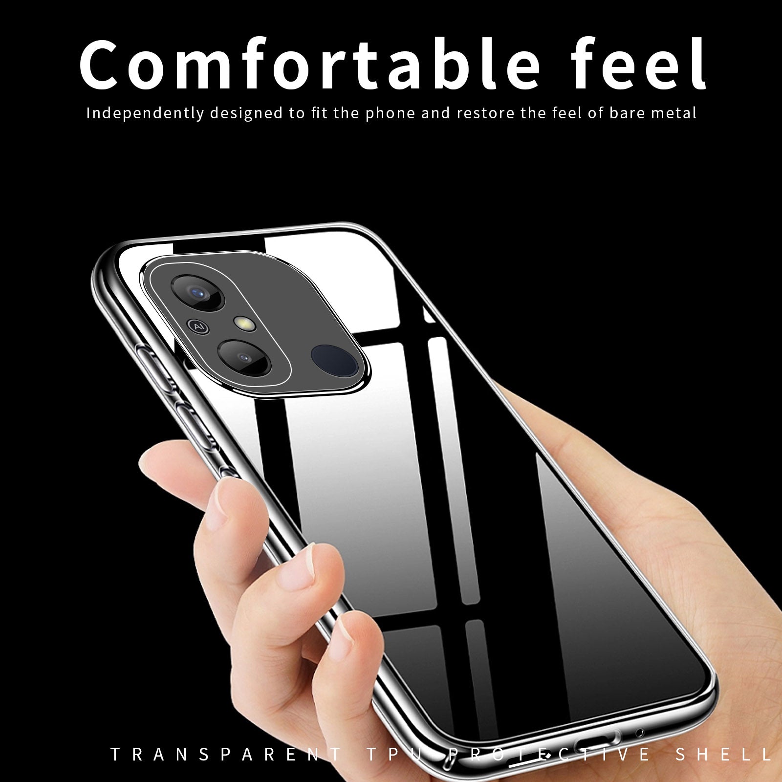 MOFI TPU Transparent Phone Case for Xiaomi Redmi 12C 4G Cellphone Back Protector Cover MOFI TPU Transparent Phone Case for Xiaomi Redmi 12C 4G Cellphone Back Protector Cover